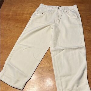 Massimo Dutti Off-White Wide Leg Pants